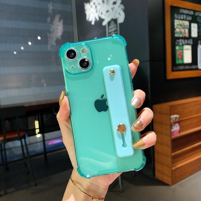 Miękki Przezroczysty Pasek na Nadgarstek Etui na Telefon Dla iPhone 11 12 13 Pro Max X XR Xs Max 7 8 Plus SE Mini Podstawka Pokrowiec Bumper