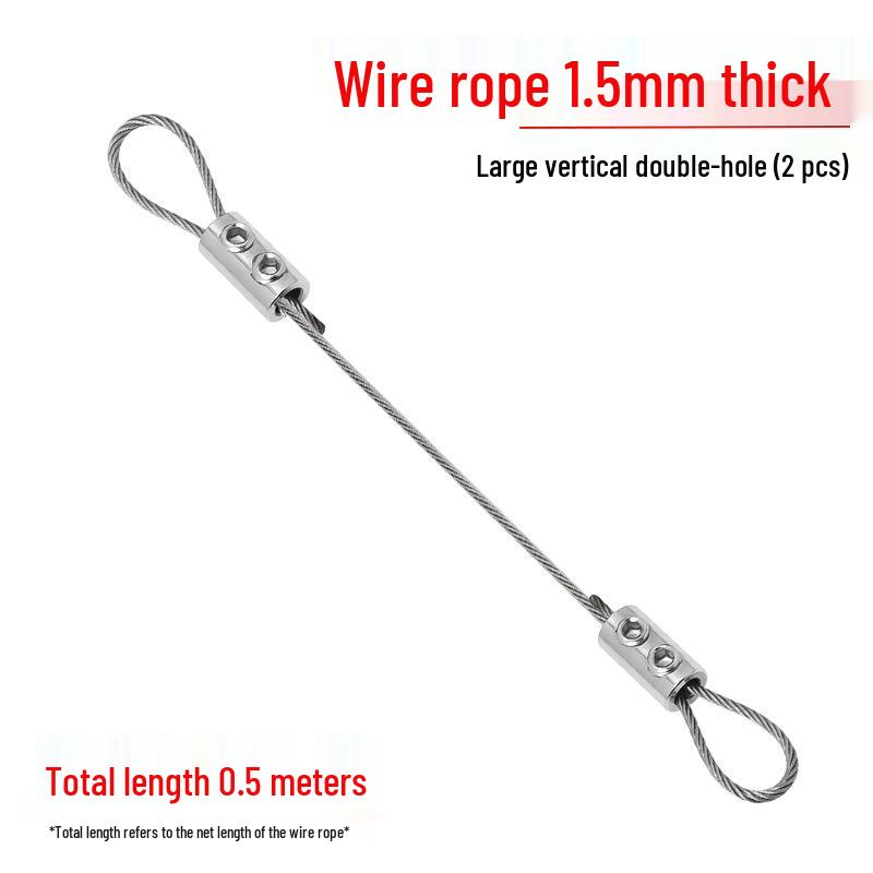 Adjustable 304 Stainless Steel Wire Rope Locking Connector for Lighting Fixtures (1.5~4mm Double Hole, Vertical)