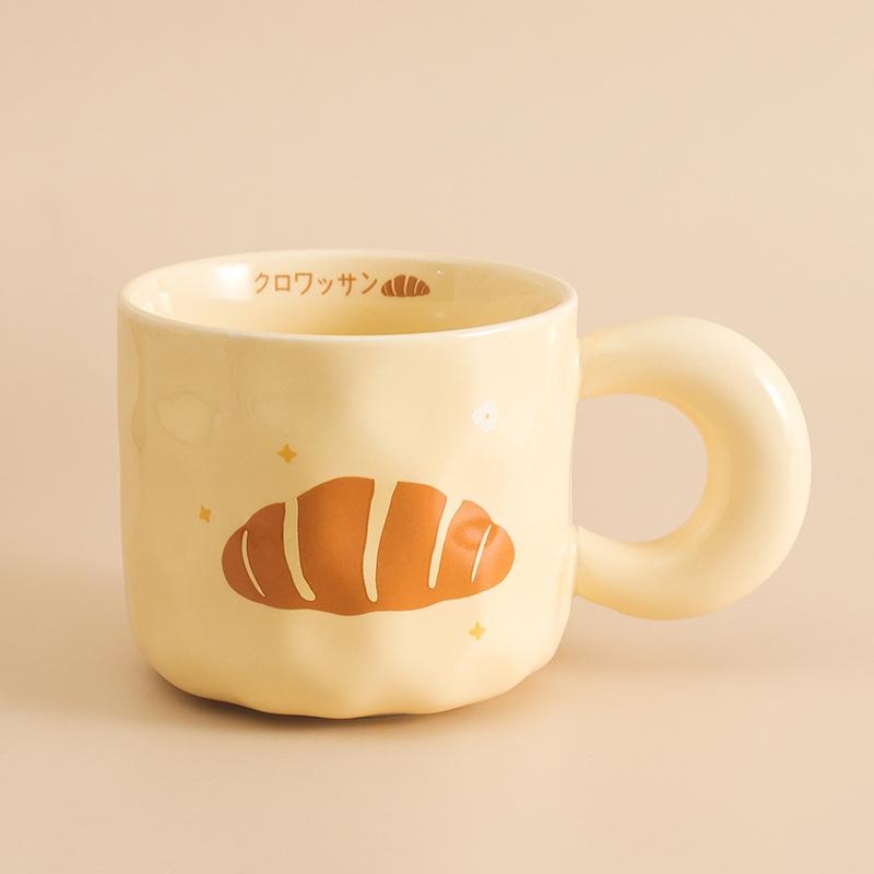 Milk fufu cute ceramic cup girl high value mug with lid spoon dormitory couple office coffee cup