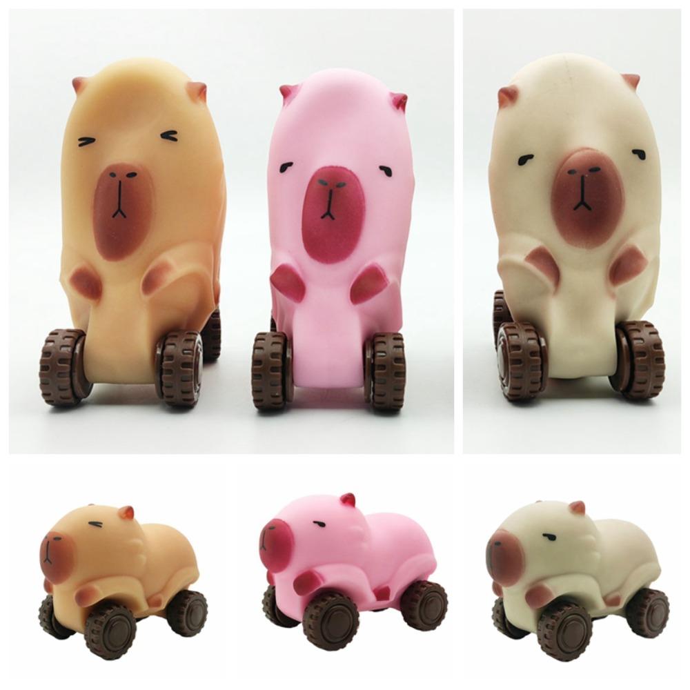 With Wheel Capybara Squeeze Toy High Elasticity Cute Pinch Toy Capybara Fidget Toy Practical Jokes