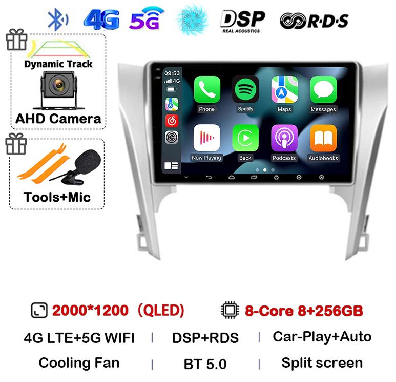 Android 14 Carplay Auto Car Radio For Toyota Camry 7 XV 50 55 2011 2012 2013 2014 Multimedia Video Player Navigation GPS Stereo