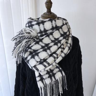 Écharpe d'hiver pour femme, nouvelle collection polyvalente, haut de gamme, mi-longue, imitation cachemire, chaude et épaisse, châle à carreaux