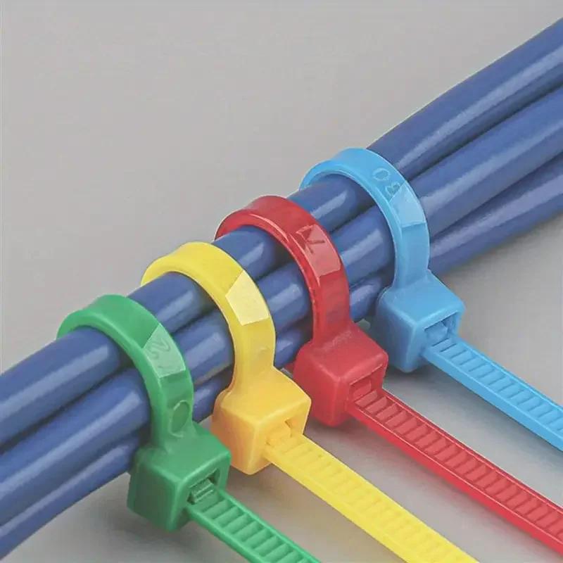 3×200mm Size 100Pcs/Bag Multicolor Slef-Locking Nylon Cable Tie Quickly Bundle Plastice Loop Wire Wrap Random color