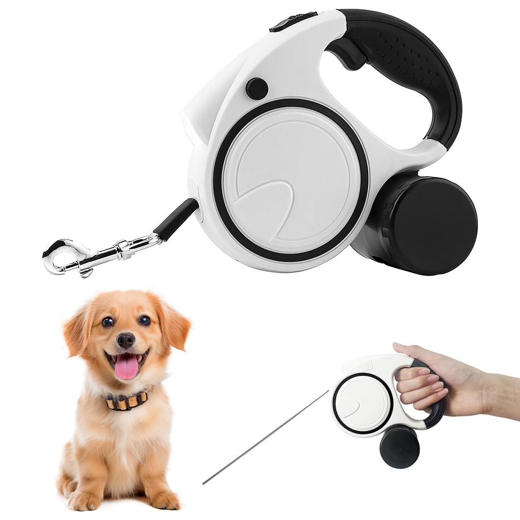 DCGLA Dog Retractable Lead with LED Litter Ft Strong Nylon Automatic Light Night Brake Reflective Tape Suitable for Small and Medium Load Capacity Lbs