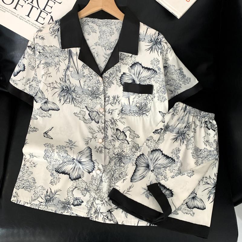 China Stil Tinte und Waschen Landschaft Malerei Pyjamas Frauen Neue Sommer Kühle Weibliche Nachtwäsche Klassische Elegante Kurze Housewear