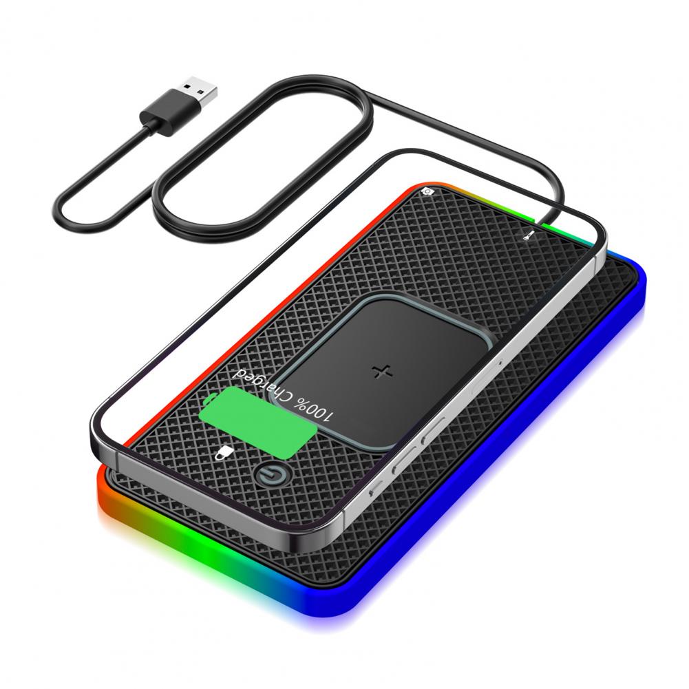 20W Fast Wireless Phone Charger Car Charging Pad with Non-Slip Base 8 Ambient Lights Universal Phone Cordless Charging Mat