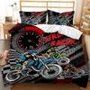 Dirt Bike Bedding Sets Motocross Racer Duvet Cover Set 2/3 Piece Boys Comforter Cover Set,Kids Extreme Sports Style Bedding Set