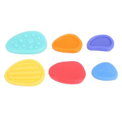 6 Pcs Sensory Stones Toys for Kids Textured Patterns Bright Colors Quiet Silicone Sensory Stones