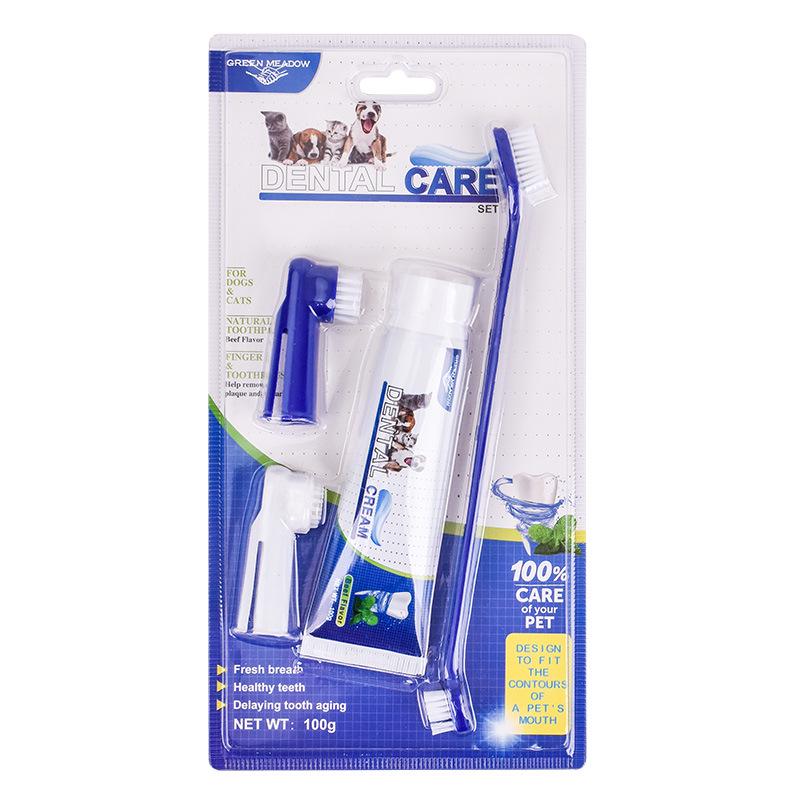 Pet Toothbrush & Edible Toothpaste Set - Cat & Dog Breath Freshener & Teeth Cleaner