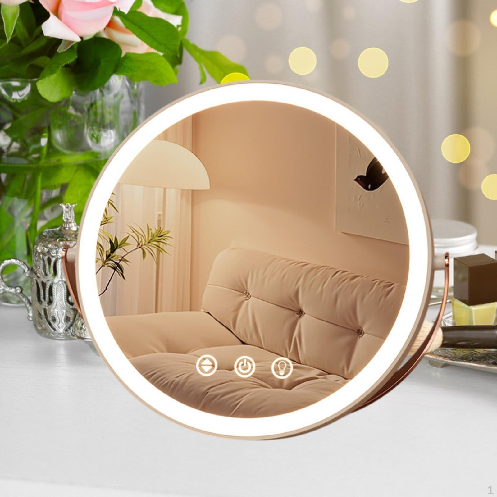 

Зеркало с подсветкой, практичное, с тремя цветами, с возможностью регулировки яркости, USB-зарядка, светодиодная косметика для туалетного столика белый