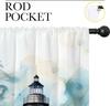 Nautical Lighthouse Rod Pocket Blackout Curta For Boy Girl Bedroom, Waves Seagull Blue Watercolor Art Thermal Insulated Home
