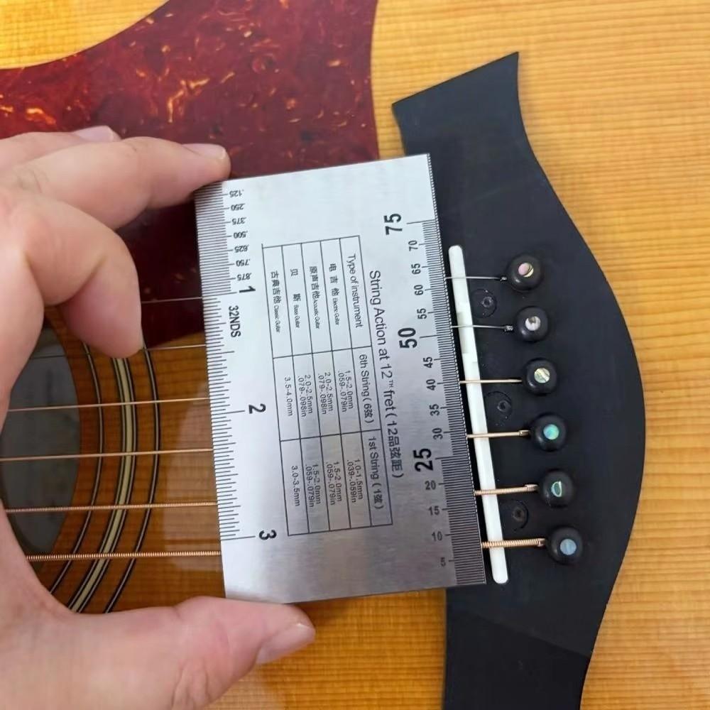 1PC String Action Gauge Stainless Steel Guitar Repair Tool Durable String Ruler For Luthiers