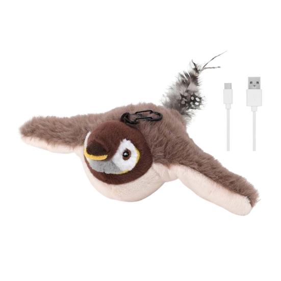 Schlagende Vögel Katzenspielzeug Interaktive Zwitschernde Vögel Katzenjagdspielzeug Elektrisches Plüschtier Schlagende Flügel für Katzen und Hunde Anschleichen Jagdinstinkt