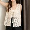 Spring and summer heavy industry embroidery hook flower hollow V-neck front shoulder vest design sense niche outer wear top vest
