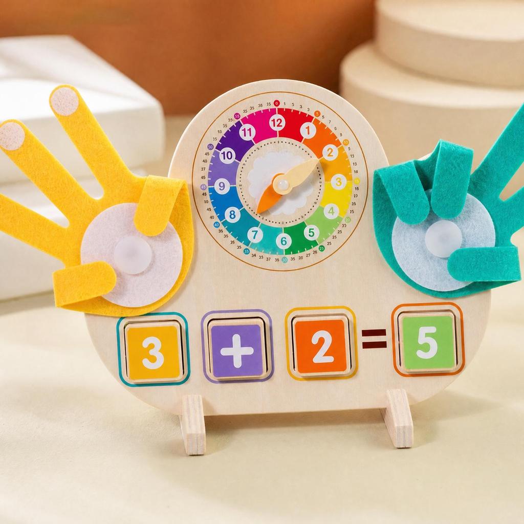 Preschool Mathematics Teaching Board Hands-on 2-in-1 Math and Clock Learning Toy