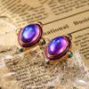SUYU Medieval Vintage Earrings Style Geometric Enamel Round Women's Design Earrings Daily Party Accessories Fashion Zircon