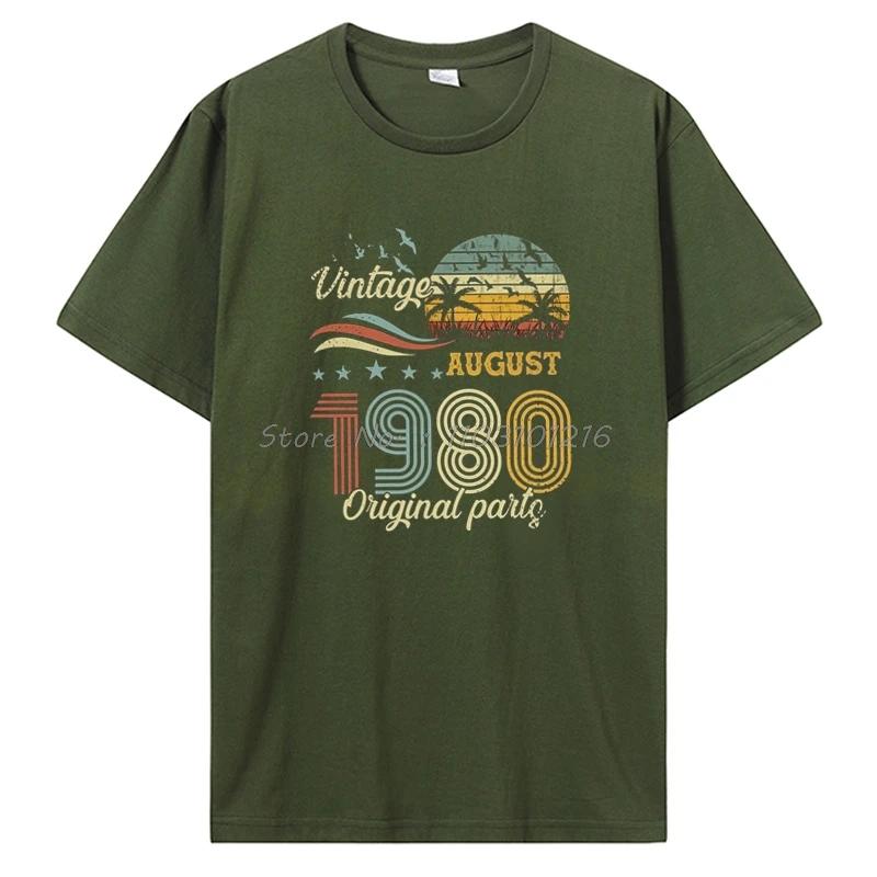 Vintage August 1980 Original Parts T-shirt Birthday Gift Tshirt Fashion Oversized T Shirt Clothing Unisex Cotton Tops