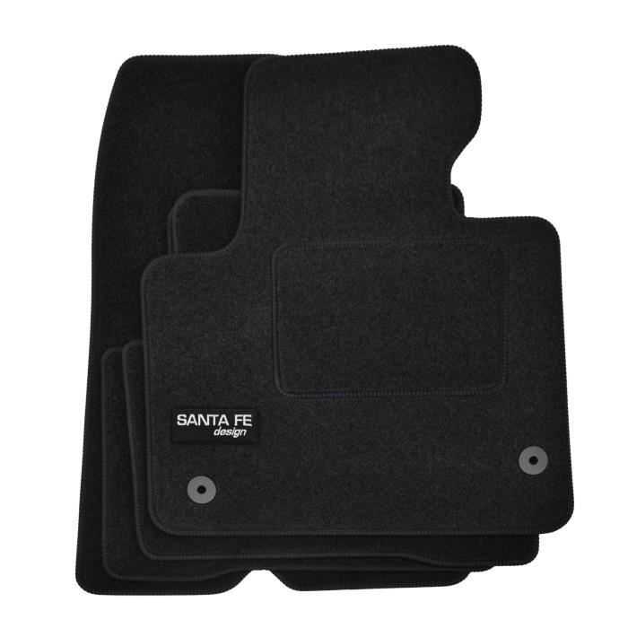 Tapis de sol - Hyundai - Santa Fe 2013-2017 - Velours noir - 4 pièces - Antidérapant
