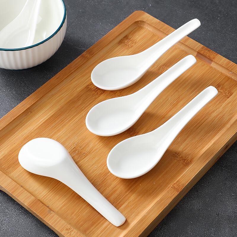 Ruhan Pure White Non-Porous Ceramic Soup Spoon