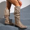 Lady Boots Boots-Women Winter Footwear  Shoes Sexy Thigh High Heels High Sexy 2025 Med Rubber Leopard Cowboy Over-the-Knee Point