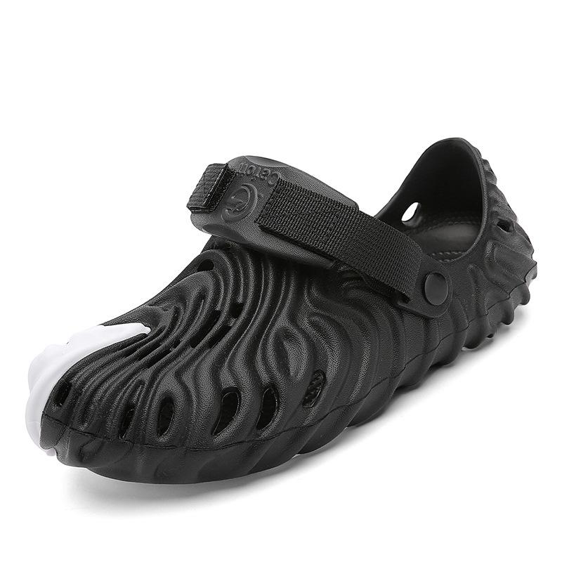 

Fingerprint hole shoes personalized summer casual non-slip platform sandals couple beach bag head slippers 41 чорний білий колір