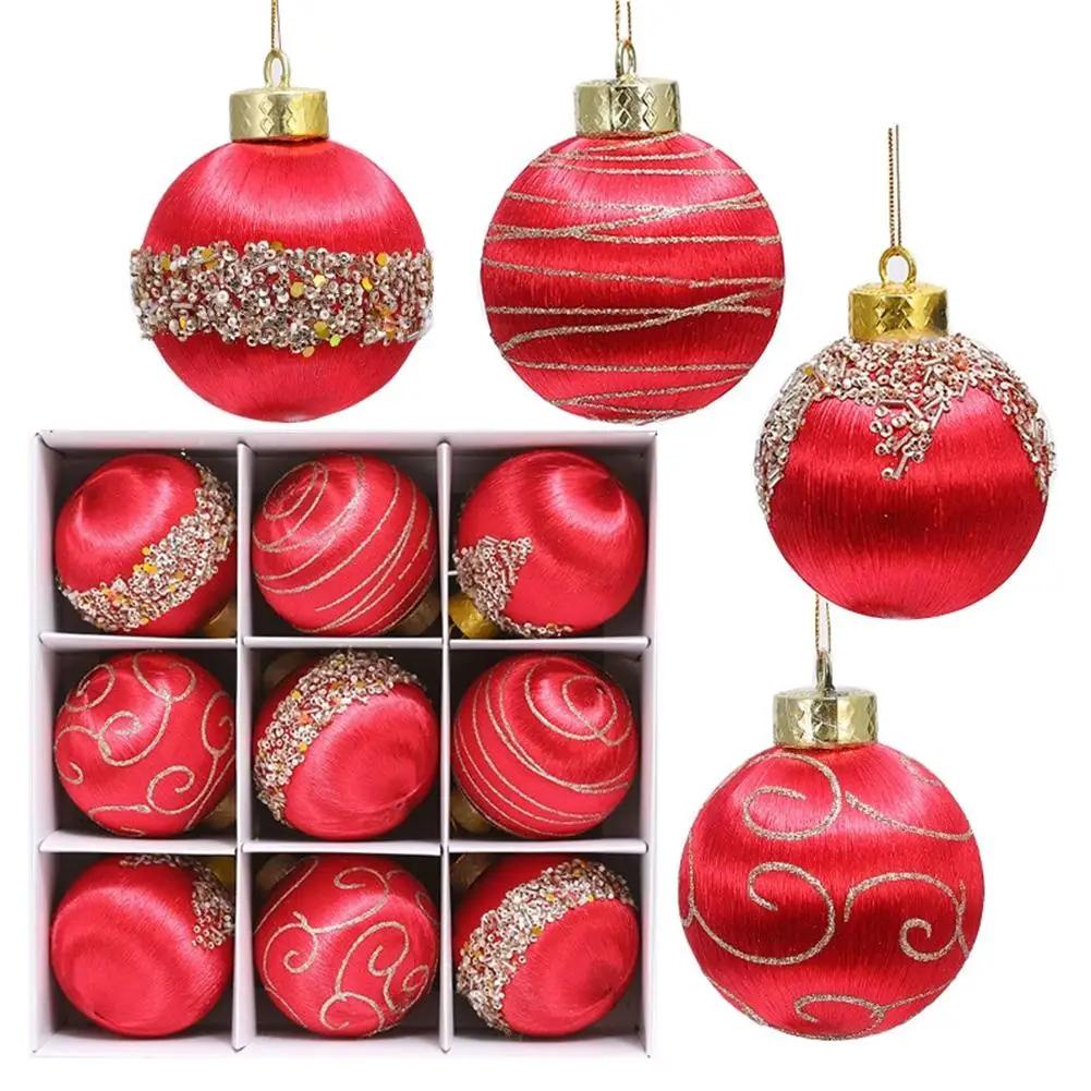 Christmas Tree Ornaments Satin Christmas Ball Ornaments Luxury For Xmas Holiday Party Indoor Decorations - 8cm 3.15inch Pac M4O6