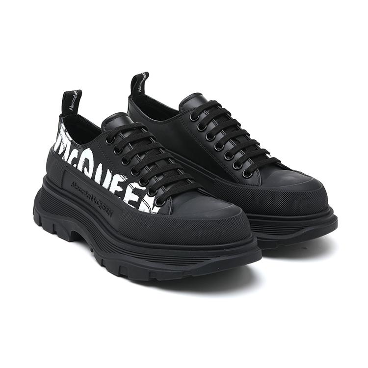Alexander Mcqueen Chaussures à Lacets 'Black White' avec Semelle Graffiti Slick 711108WIAT61070