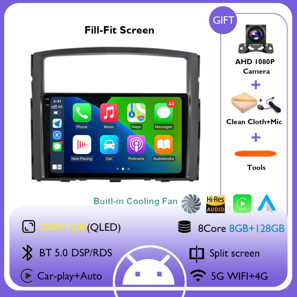9" For Mitsubishi Pajero 4 V80 V90 2006 - 2014 Android 14 Car Radio Stereo Wireless Carplay Auto Multimedia Player GPS 4G+WIFI