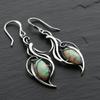 A Pair Silver Color Pendant Earrings Opal Pendant Bohemian Style Silver Color Earrings Elegant Elegant Jewelry Special Occasions