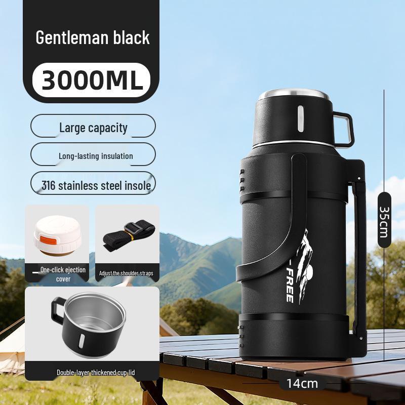 Large Capacity 316 Stainless Steel Insulated Thermos Flask with Portable Design for Outdoor and Travel Use