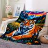 1pc Tiger Fantasy Landscape Blanket Lightweight Flannel Blanket Throw Blanket For Sofa, Bed, Travel, Camping, Livingroom, Office, Couch, Chair, And Be