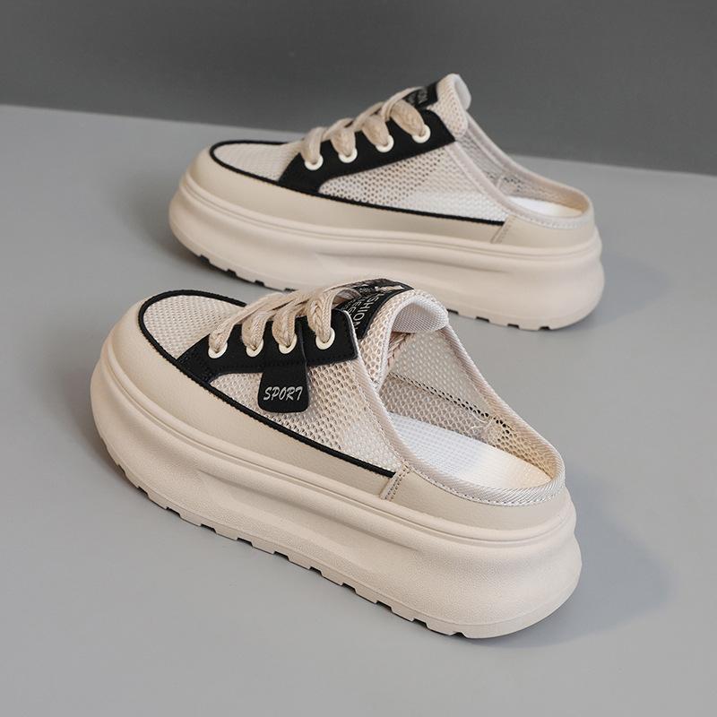 New half-drag summer casual mesh breathable slippers slim-fitting thin baseplate shoes