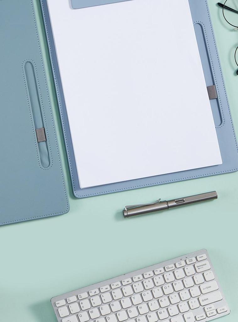 A4 Leather Surface Pen Holder Writing Board with Clip