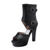 Red Female Sandals Peep Toe 12cm Chunky Heel 3.5cm Platform Side Zipper Belt Buckle Sexy Dating Shoes Big Size 49 50