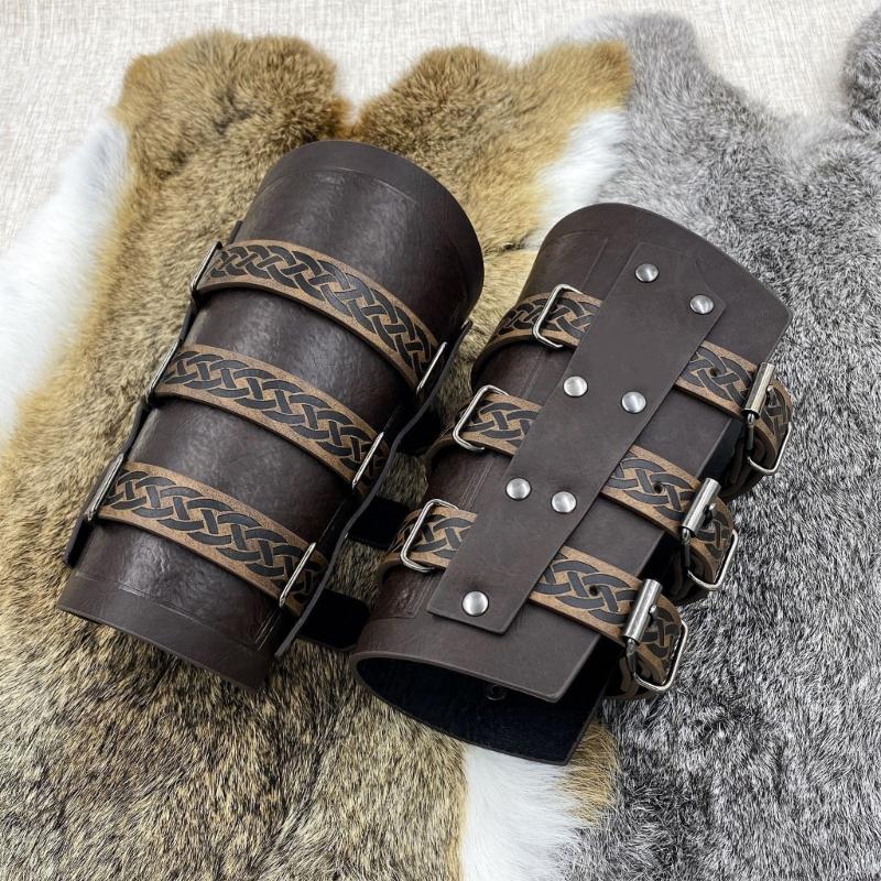 1pair Leather Gauntlet Wristband Vintage Mens Armguards Hammers Wide Wristband for Knights and Renaissances Participants