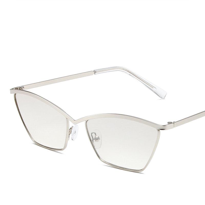 Ikke-polariserte klassiske katteøyne-rektangulære solbriller for kvinner Luksusmerkedesign Mote Vintage metallinnfatning solbriller Retro briller Unisex