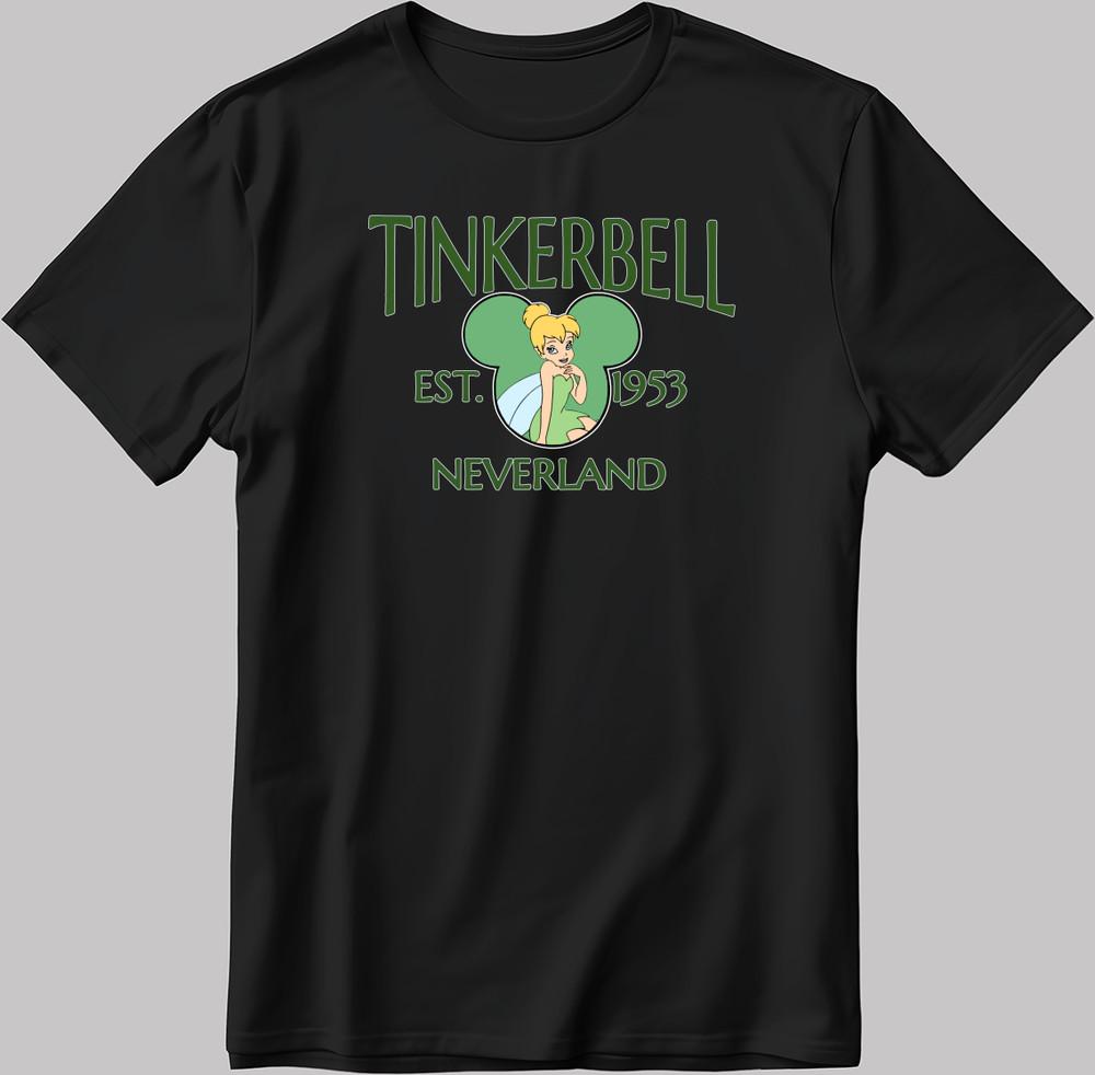 

Tinkerbell Est 1953 Neverland Short Sleeve White-Black Men/Women T Shirt J017 3XL