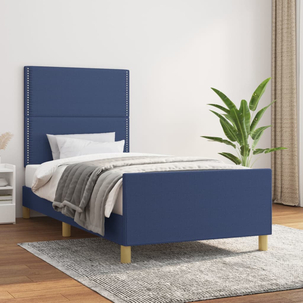 Bed Frame without Mattress Blue 100 x 200 cm Fabric
