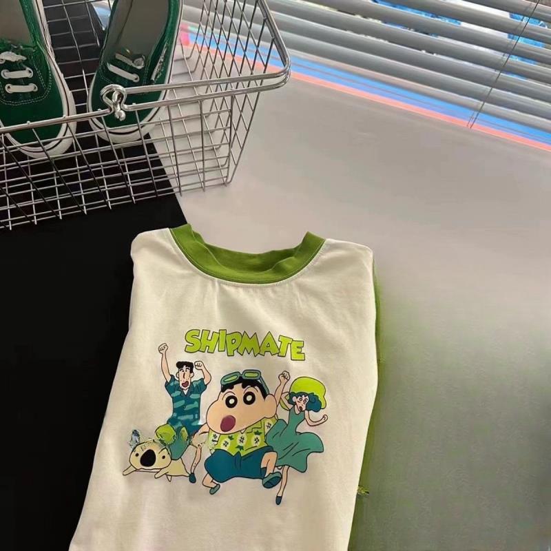

Детская футболка с короткими рукавами из чистого хлопка, новая летняя одежда с мультяшным принтом для мальчиков и девочек, топы в стиле для малышей 80cm
