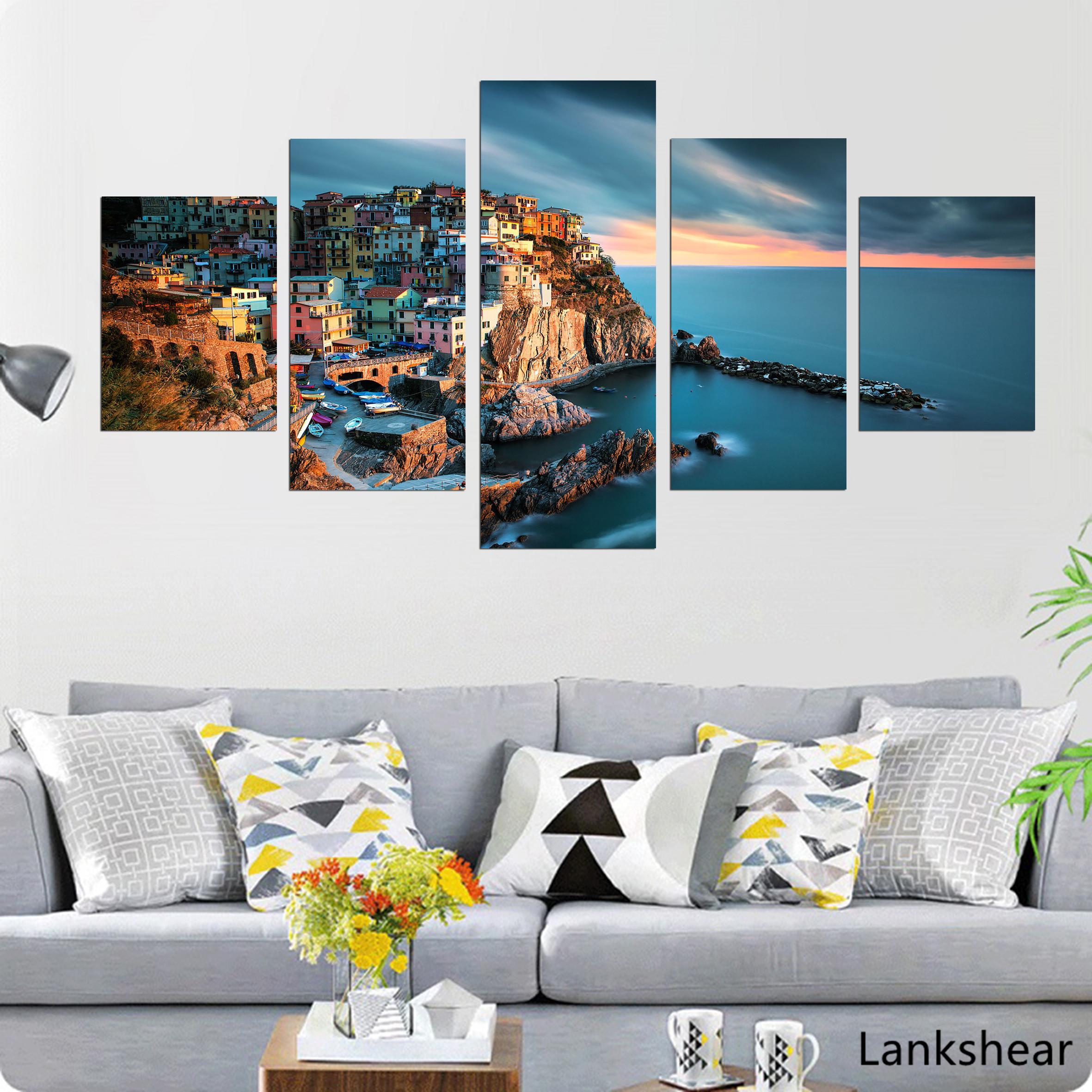 

5 Pieces Canvas Photo Prints Sunset Landscape Painting Wall Decorations Wall Art Picture Canvas Wall Paintings work Posters No Frame 20x35cm*2 20x45cm*2 20x55cm*1