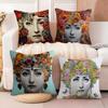 Abstract Women Simple Anime Art Pillow Case Cotton Linen Fabric Square Zipper Pillowcase Home Decorative Living Room