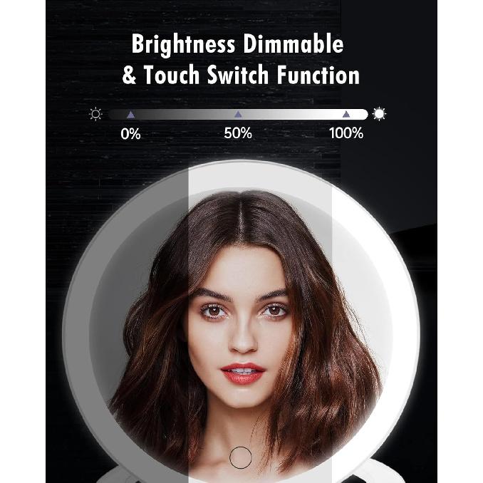 FASCINATE Magnifying Mirror 10X 1X Double Sided Magnification Makeup Vanity Mirror Rechargeable Lighted Mirror with 3 Color Setting Adjustable