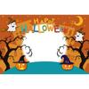 1pc Orenge Halloween Party Backdrop Moon Pumpkin Bats Witch Dustproof Banner for Halloween Themed Party Background Decoration