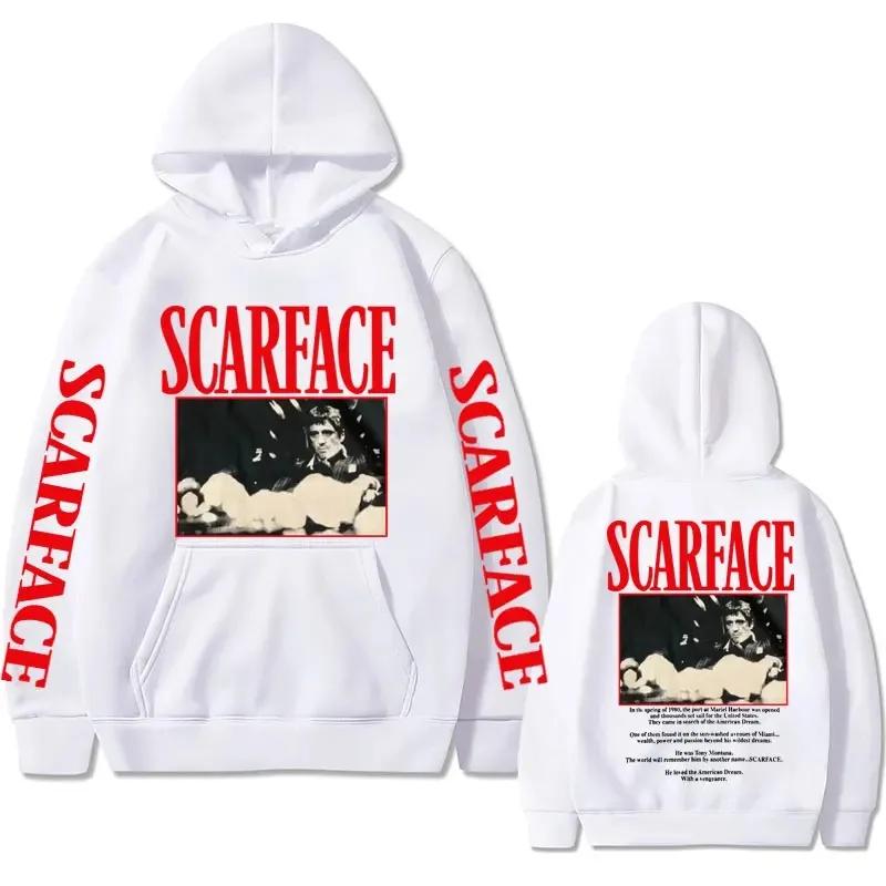 Sweat à capuche vintage des années 90 pour homme, sweat-shirt surdimensionné, style hip-hop, décontracté, film Scarface Tony Montana