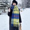 High-End Vivienne Westwood Wool Cashmere Plaid Snood Scarf for Women