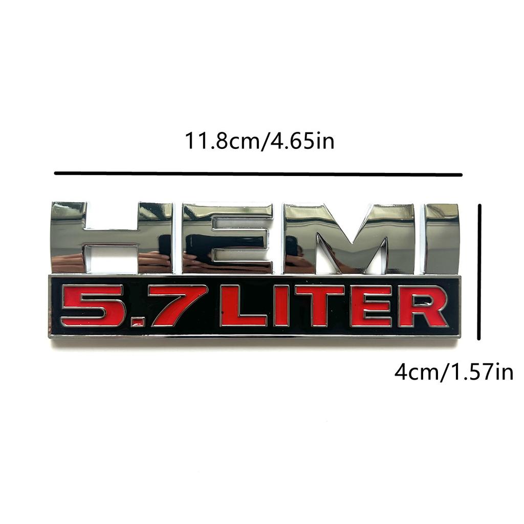 Metal HEMI 5.7 LITER Stickers Are Suitable for Car Trunk Rear Side Body Decorative Decal Accessories