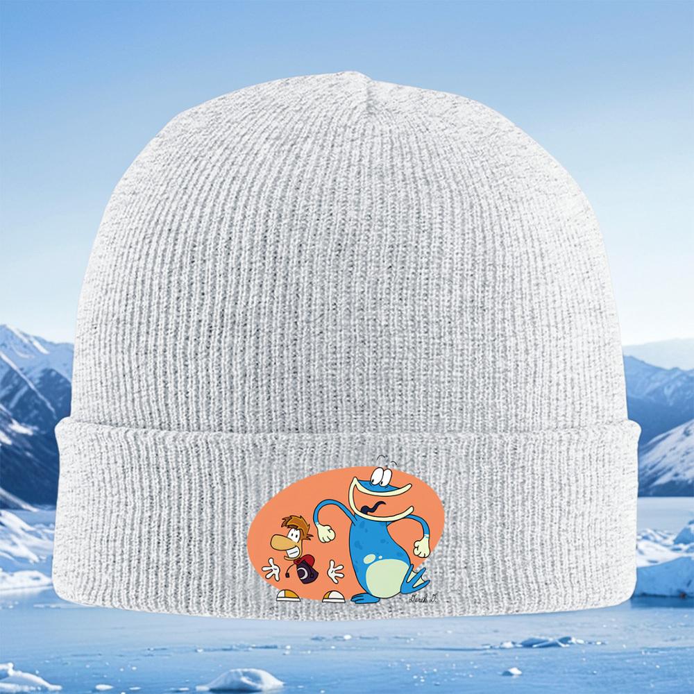 Rayman Frog Smiling Expression Duo Design Men Women Unisex Knitted Hat Beanie Pullover Cap Winter Thermal Warm Christmas Outdoor