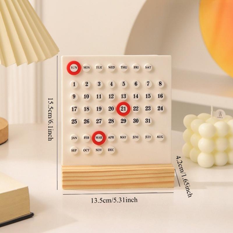 1PC Perpetual Calendar Wooden Ring Desk Calendar High Value Acrylic Calendar Desktop Ornaments Decompression Healing Decorations