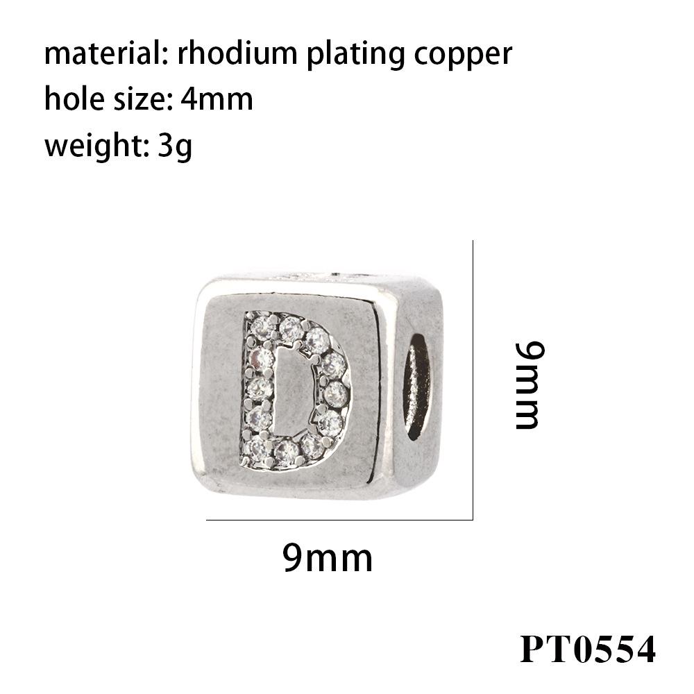 26 Letters Zirconia Inlaid Square Spacer Beads for DIY Bracelets, Necklaces & Pendants