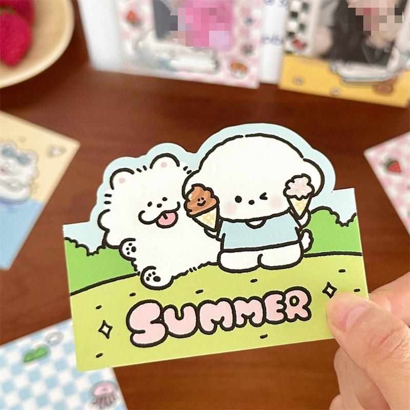 10Pcs Cute Cartoon Puppy Grid Card Head Card Back Kpop Star 3 Inch Photo Card DIY Decor Packing Material Gift Packaging